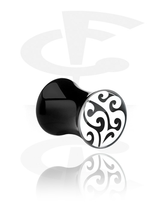 Tunnels & Plugs, Plug double flared avec motif maori, Acrylique