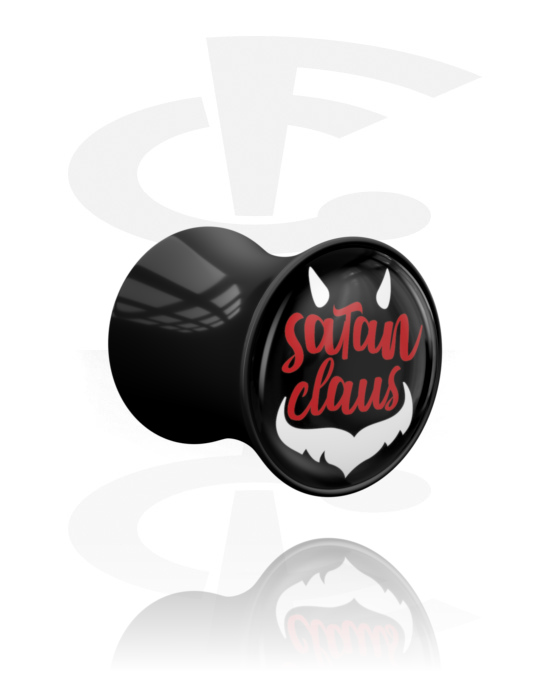 Tunnels & Plugs, Double Flared Plug with Satan Claus Design, Acrylic
