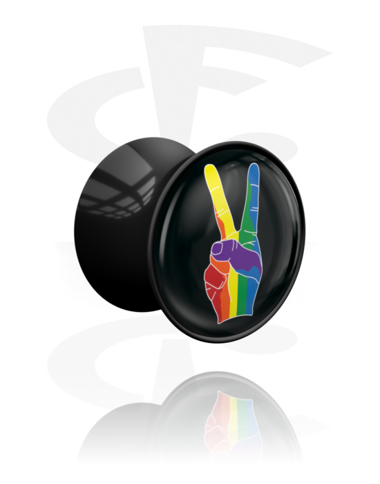 Tunnel & Plugs, Double Flared Plug mit Pride!-Design, Acryl