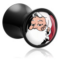Tunnels & Plugs, Double flared plug (acryl, zwart) met Kerstman-motief, Acryl