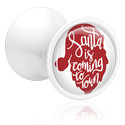 Tunnels & Plugs, Double flared plug (acryl, wit) met Opdruk ‘Santa is coming to town’, Acryl