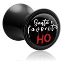 Tunnels & Plugs, Double flared plug (acryl, zwart) met Opdruk ‘Santa's favorite ho’, Acryl