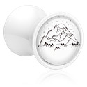 Tunnels & Plugs, Double flared plug (acryl, wit) met motief ‘bergen’, Acryl