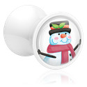 Tunnels & Plugs, Double flared plug (acryl, wit) met sneeuwman-motief, Acryl