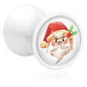 Tunnels & Plugs, Double flared plug (acryl, wit) met Kerstman-motief, Acryl