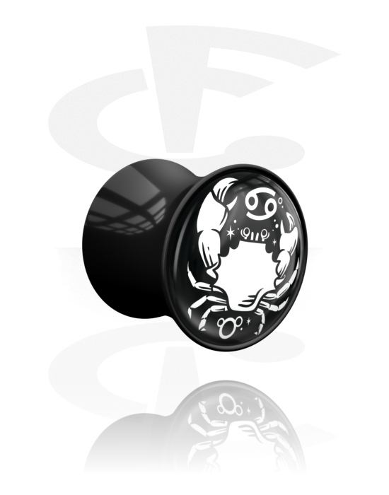 Tunnels & Plugs, Double flared plug (acrylic, various colors) with zodiac design, Acrylic