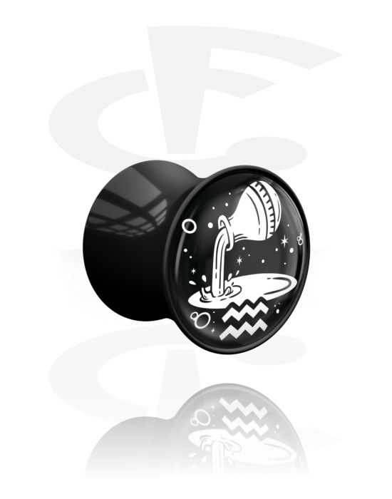 Tunnel & Plug, Double flared plug (acrilico, vari colori) con design segno zodiacale, Acrilico