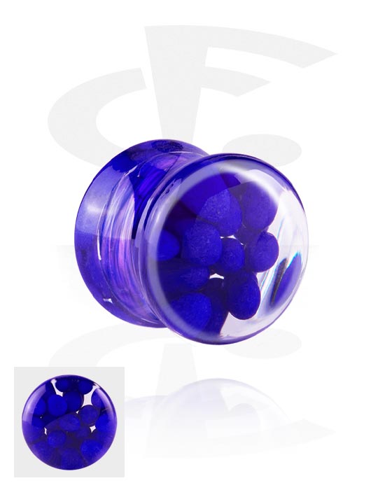 Tunnels & Plugs, Double flared plug (acrylic,transparent) with bubbles inside in various colors, Acrylic