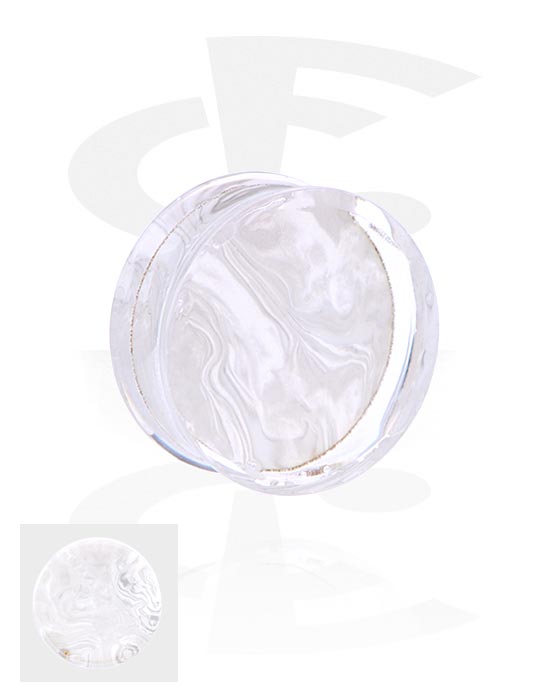 Tunnels & Plugs, Double flared plug (acrylic,transparent) with imitation mother of pearl design, Acrylic