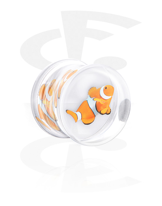 Túneles & plugs, Pluquarium (acrílico, transparente) con pez payaso "Nemo", Acrílico