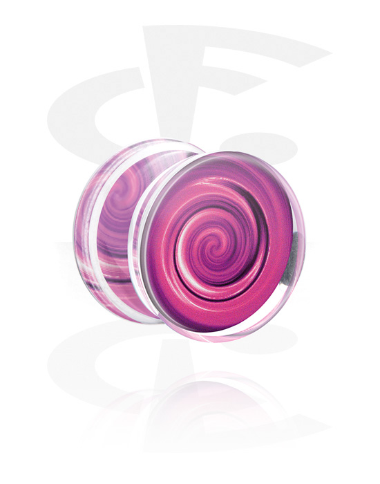 Tunnels & Plugs, Double flared plug (acrylic,transparent) with spiral design, Acrylic