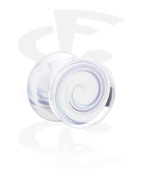 Tunnels & Plugs, Double flared plug (acrylic, transparent) with spiral design, Acrylic
