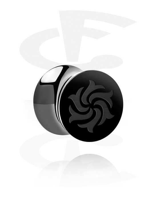 Tunnels & Plugs, Double Flared Plug with lasered design, Acrylic