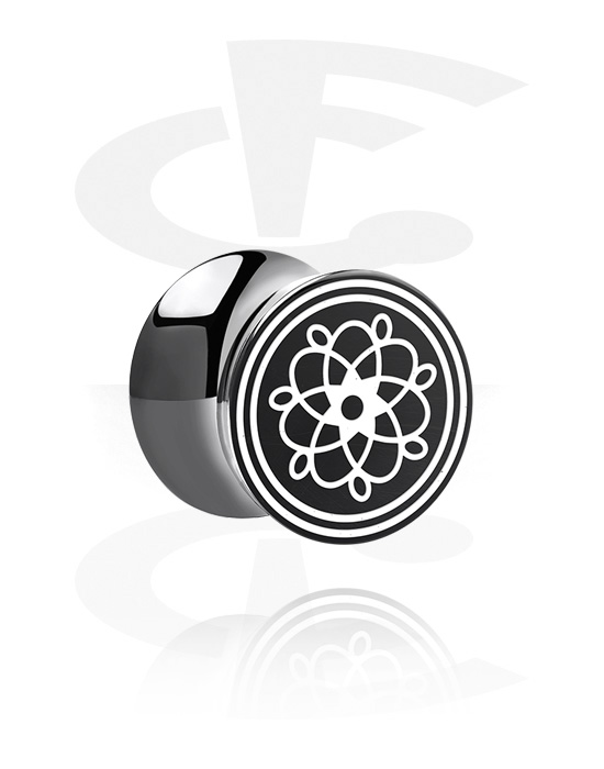 Tunnels & Plugs, Double Flared Plug with lasered geometric design, Acrylic