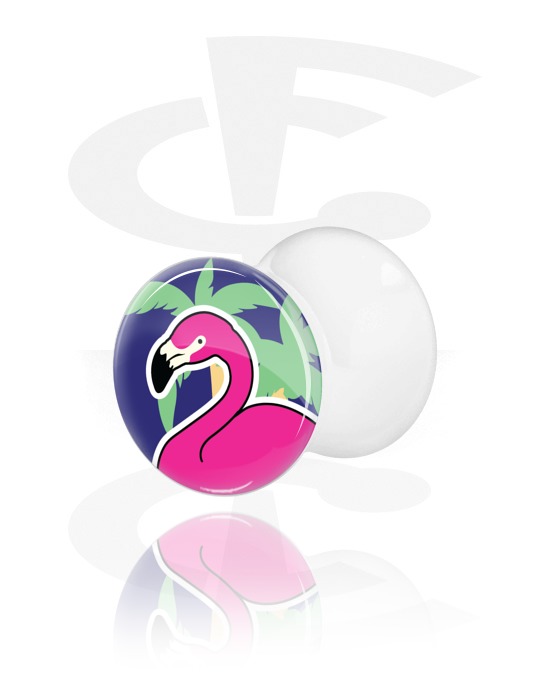 Tunnels og plugs, Double-flared plug med Flamingo-motiv, Akryl