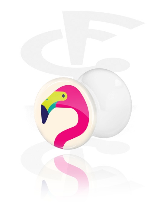 Tunnel & Plugs, Double Flared Plug mit Flamingo-Design, Acryl