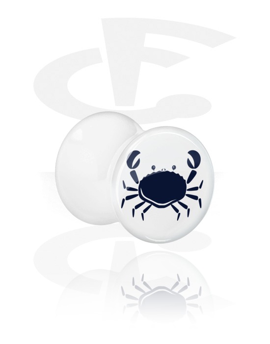 Tunnels & Plugs, Double Flared Plug with crab design, Acrylic