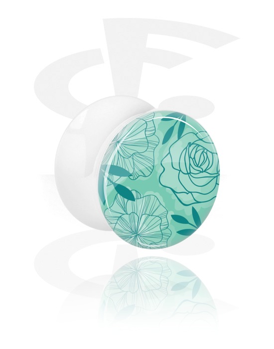 Tunnels & Plugs, Double Flared Plug with Flowers and Summer Design, Acrylic