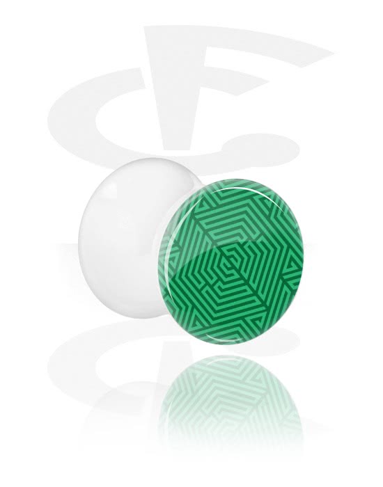 Tunnels & Plugs, Double Flared Plug with green Design, Acrylic