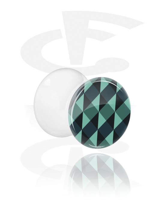 Tunnels & Plugs, Double Flared Plug with green Design, Acrylic