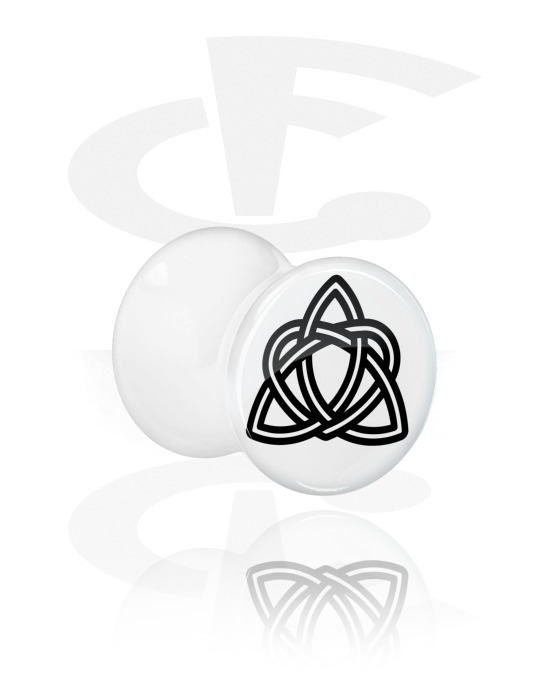 Tunnels & Plugs, White Double Flared Plug with Nordic Runes, Acrylic