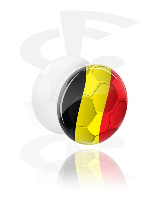 Tunnels & Plugs, WK-double flared plug met Belgische vlag, Acryl