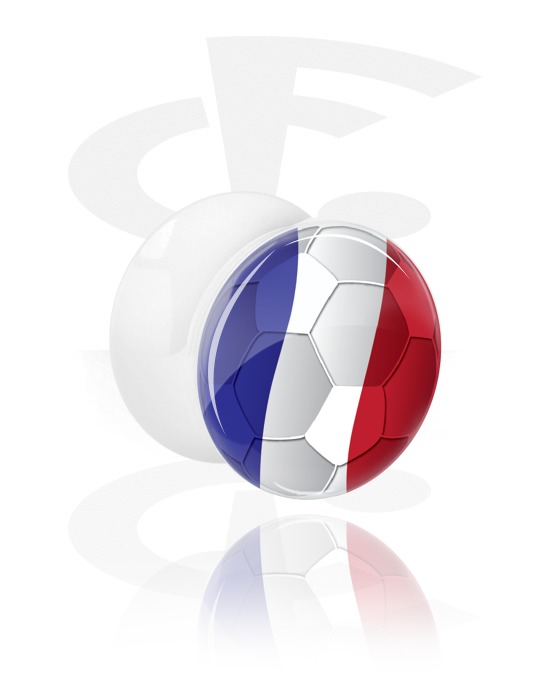 Tunnels & Plugs, World Cup Double Flared Plug with French Flag, Acrylic