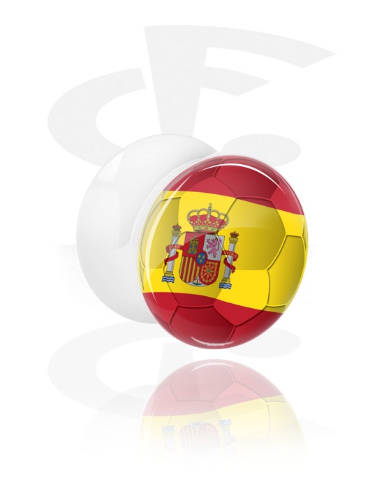 Tunnels & Plugs, World Cup Double Flared Plug with Spanish Flag, Acrylic