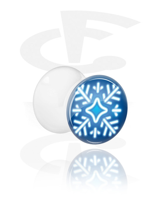 Tunnel & Plugs, Weißer Double Flared Plug mit winterlichem Schneeflocken-Design, Acryl