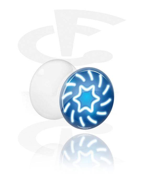 Tunnels & Plugs, White Double Flared Plug with Winter Design, Acrylic
