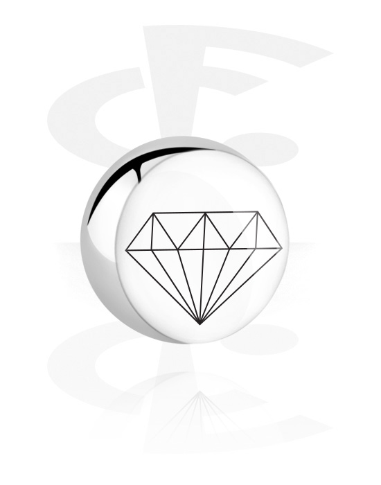 Kulor, stavar & mer, Ball for 1.6mm threaded pins (surgical steel, silver, shiny finish) med diamond design, Kirurgiskt stål 316L