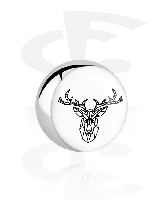 Kulor, stavar & mer, Ball for 1.6mm threaded pins (surgical steel, silver, shiny finish) med deer design, Kirurgiskt stål 316L