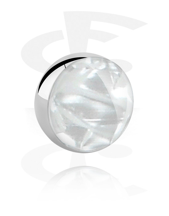 Balls, Pins & More, Ball for 1.6mm Pins with imitation mother of pearl design, Surgical Steel 316L