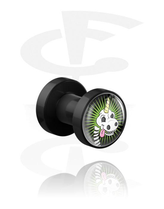 Tunneler & plugger, Skrutunnel (akryl, svart) med Crapware-design, Akryl