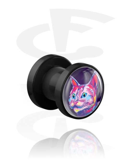 Tunnels & Plugs, Tunnel avec motif chat fluo, Acrylique