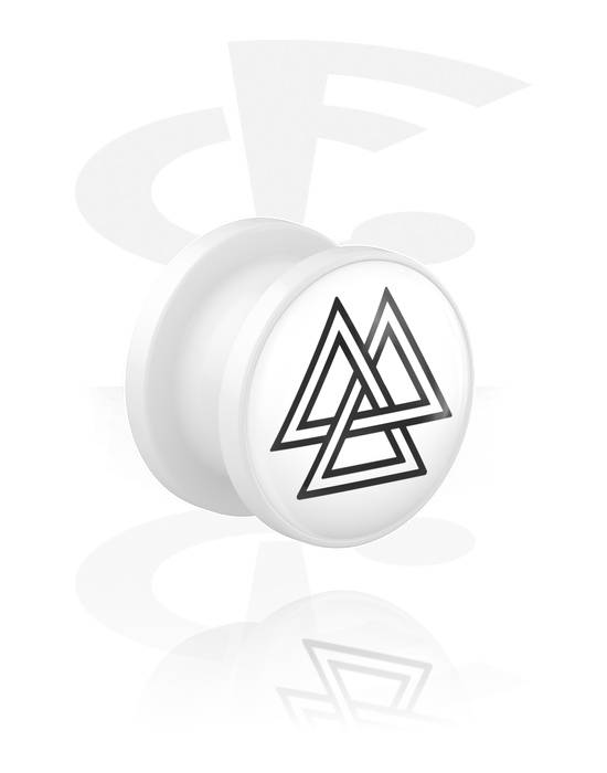 Tunnels & Plugs, Screw-on tunnel (acrylic, white) with triangle motif, Acrylic