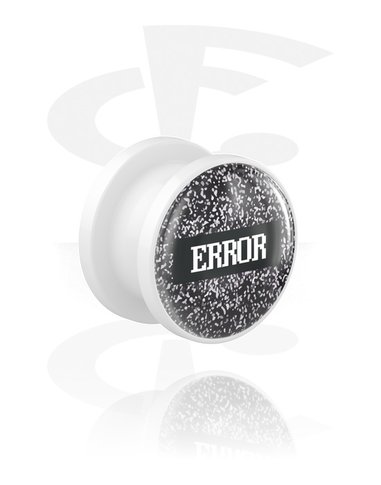 Tunnels & Plugs, Screw-on tunnel (acrylic, white) with "Error" lettering, Acrylic