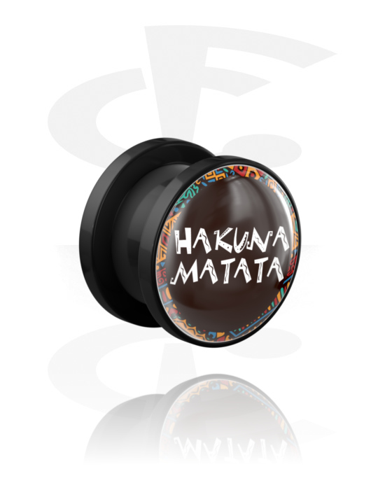 Túneles & plugs, Túnel Screw-on (acrílico, negro) con Letras "Hakuna Matata", Acrílico