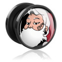 Tunnels & Plugs, Screw-on tunnel (acrylic, black) with Santa Claus design, Acrylic