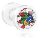 Tunnels & Plugs, Opschroefbare tunnel (acryl, wit) met Kerstdesign, Acryl