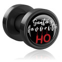 Tunnels & Plugs, Opschroefbare tunnel (acryl, zwart) met Opdruk ‘Santa's favorite ho’, Acryl