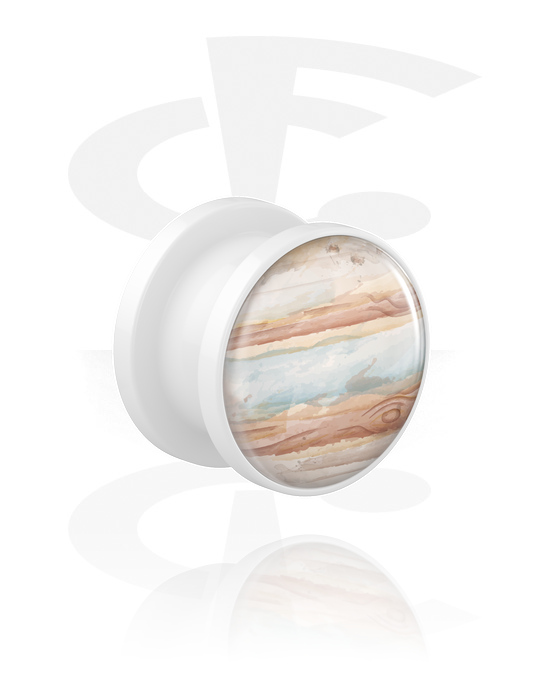 Tunnels & Plugs, Screw-on tunnel (acrylic, black) with planet design "Jupiter", Acrylic