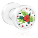 Tunnels & Plugs, Opschroefbare tunnel (acryl, wit) met Kerstdesign, Acryl
