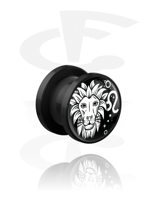 Tunnels & Plugs, Screw-on tunnel (acrylic, various colors) with zodiac design, Acrylic