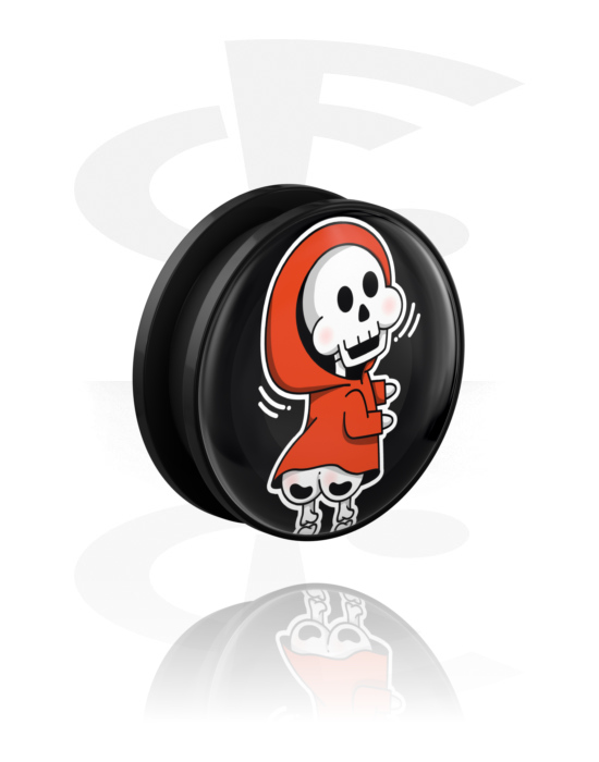 Tunneler & plugger, Skrutunnel (akryl, svart) med Boootylicious Halloween-design, Akryl