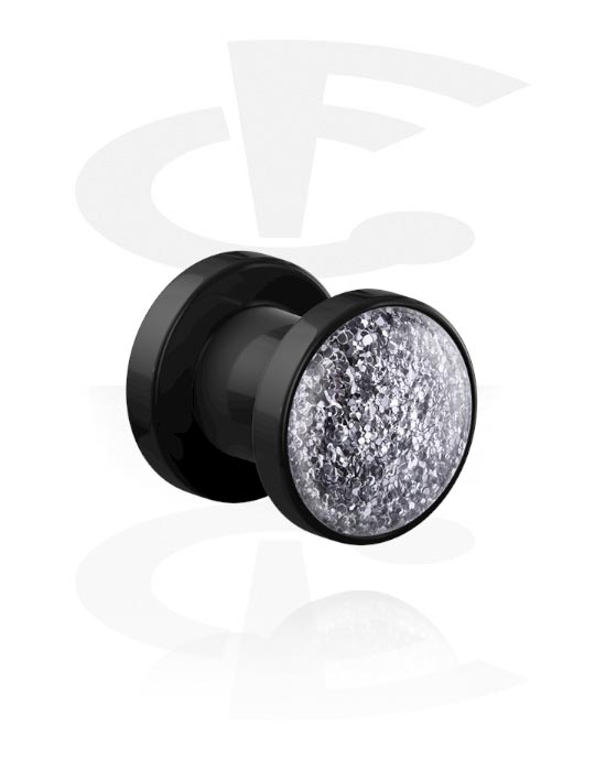 Tunneler & plugger, Skrutunnel (akryl, svart) med glitter, Akryl