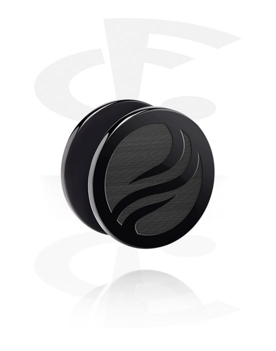 Tunnels & Plugs, Screw-on tunnel (acrylic, black) with laser engraving, Acrylic