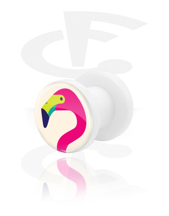 Tunnels & Plugs, Tunnel with flamingo design, Acrylic