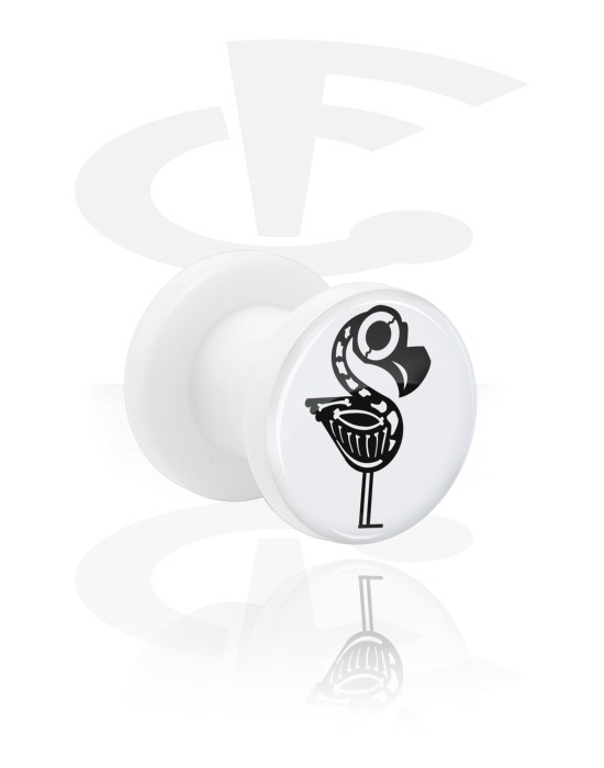 Tunnels & Plugs, White Tunnel with cute skeleton design and screw, Acrylic