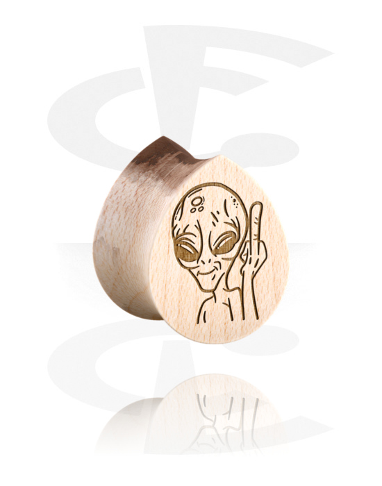 Paire De Plug Double Flared (bois) Avec Gravure Laser "soleil Et Lune